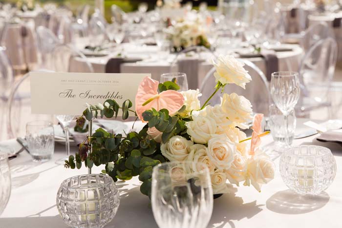 classic table setting and flowers