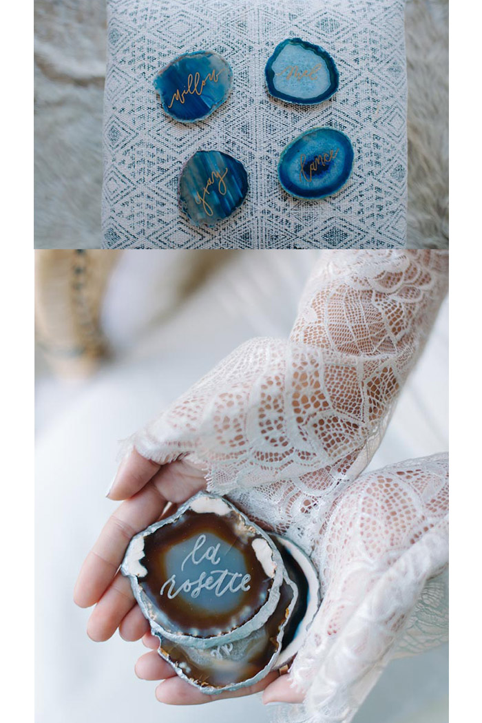 Boho Glam Styled Shoot - Geode Placecard