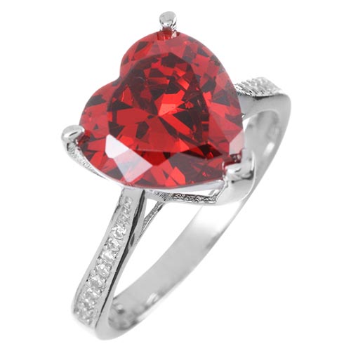 3.5 Carat Created Ruby Heart Promise Ring