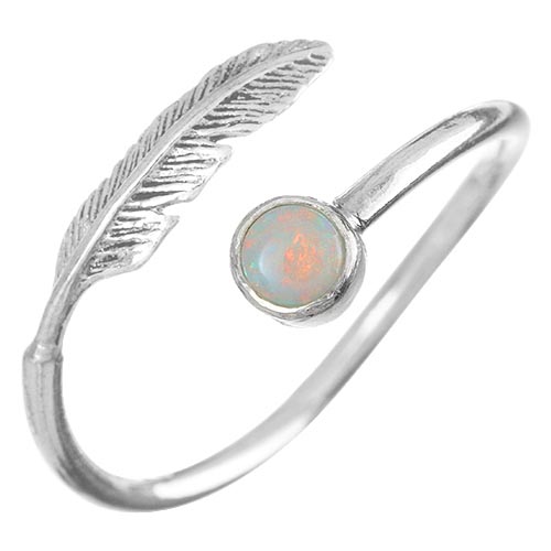 Feather Opal Promise Ring