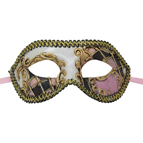 Venetian-Mask-with-Pink-and-Black-Checquered-Accent
