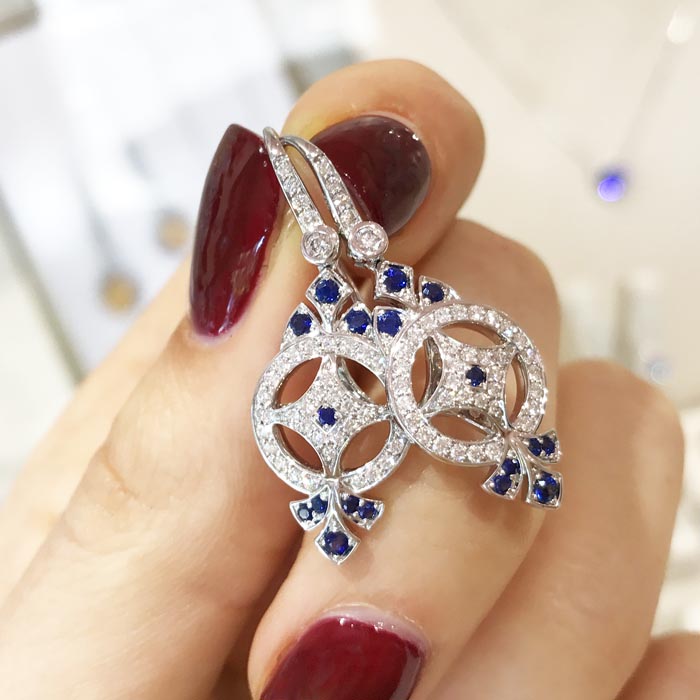Matthew Ely diamond and sapphire earrings