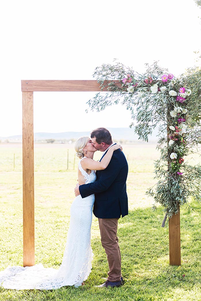 rustic country wedding timber arch