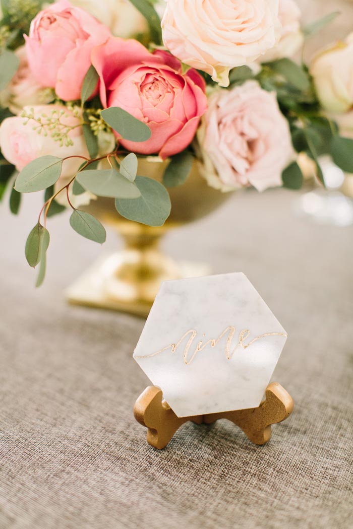 Ethereal Real Wedding Marble Table Number