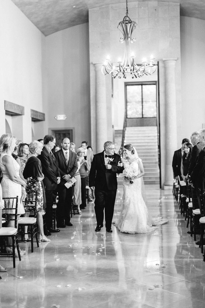 Timeless Wedding Texan Bell Tower Bride and Father