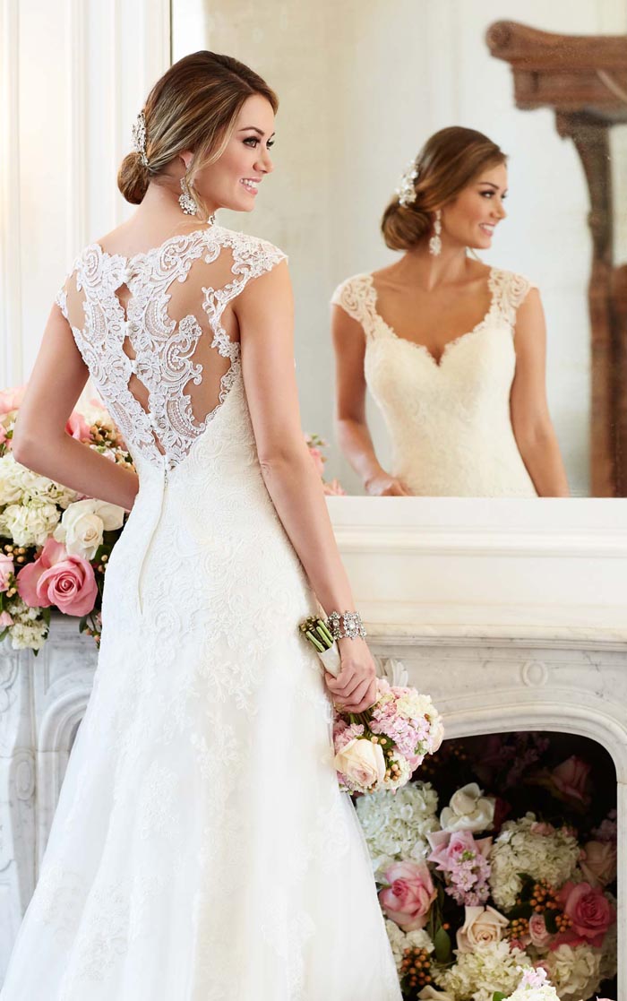 House of Mooshki Charlotte Tea Calf Length Short Lace Wedding Dress sleeves