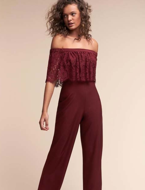 Bridesmaid jumpsuit burgundy Clearance