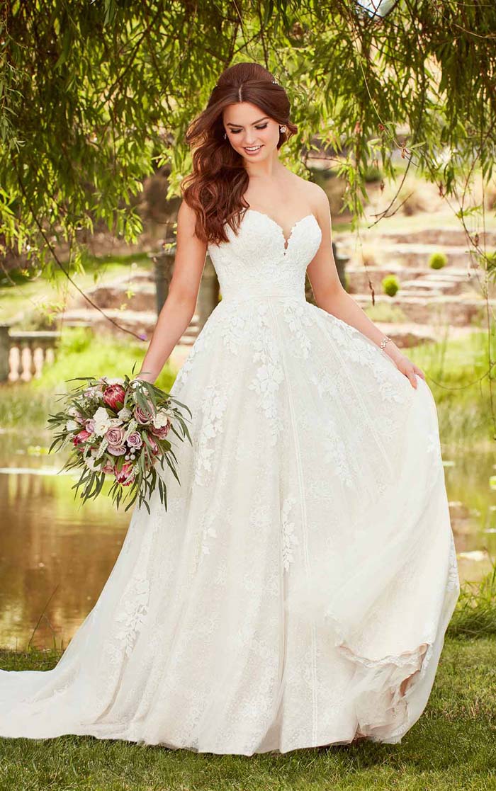 Essense of Australia strapless lace wedding dress