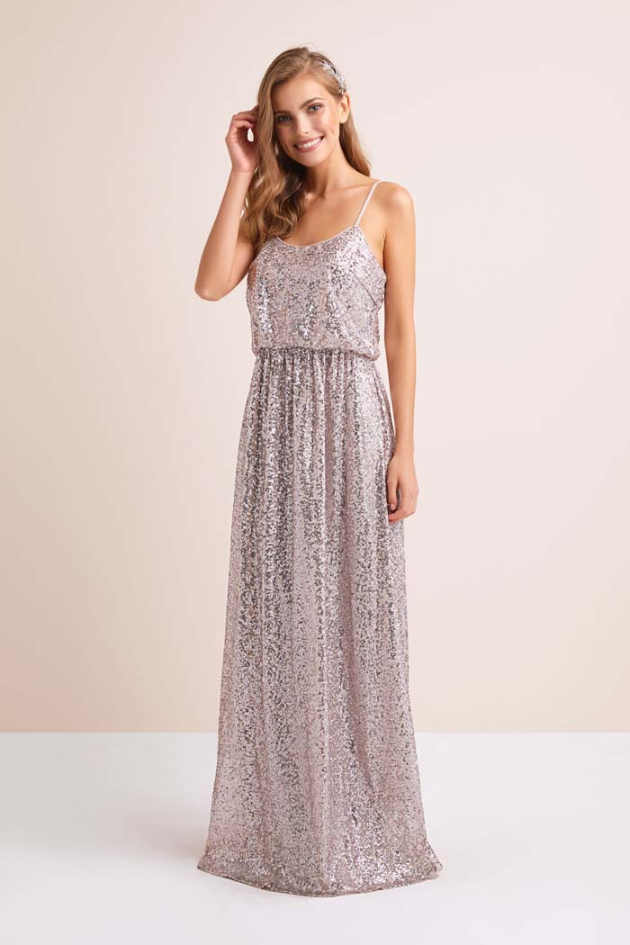 silver sequin bridesmaids dress