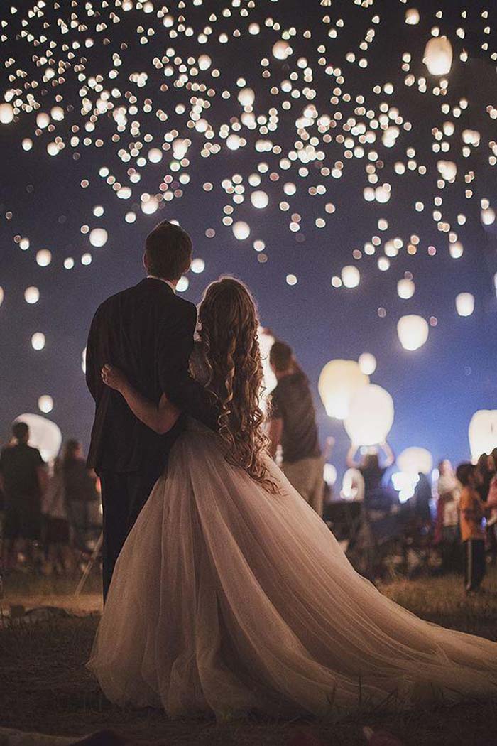 wish lanterns on wedding day