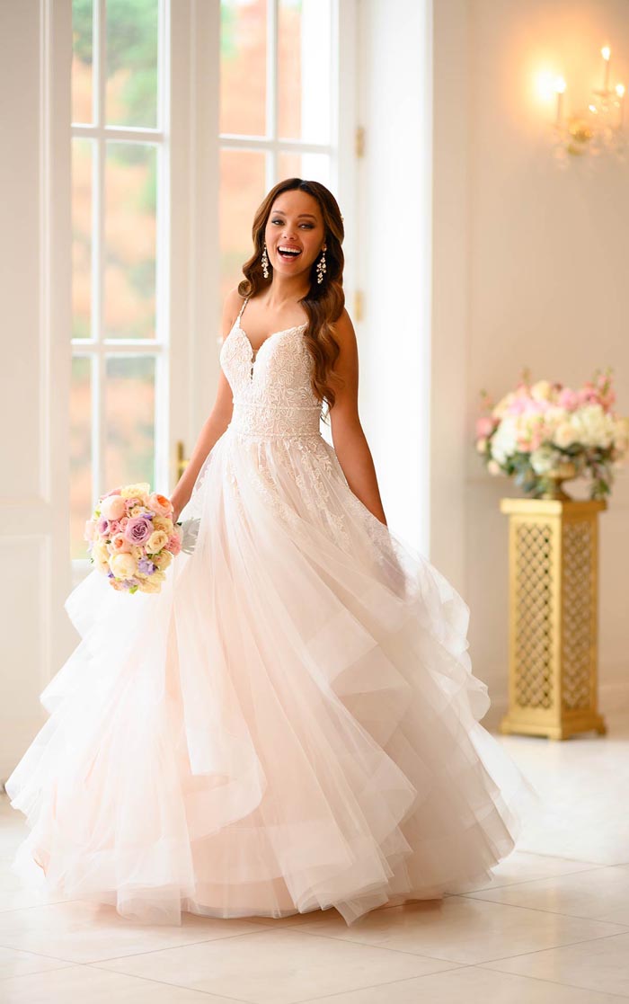 bride twirling in gown