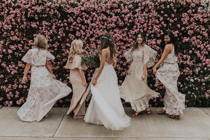 mismatched pink bridesmaid dresses